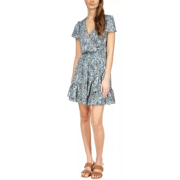 MICHAEL MICHAEL KORS Women's Paisley Faux-Wrap Mini Dress - Picture 1 of 7